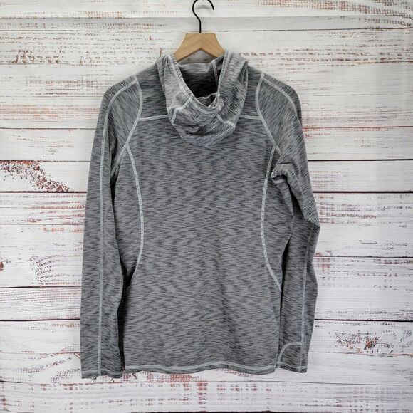 REI Co-Op Hooded Shirt Women's Size L Gray Striped 1/4 Zip Pullover Run Gym Logo - Picture 6 of 8